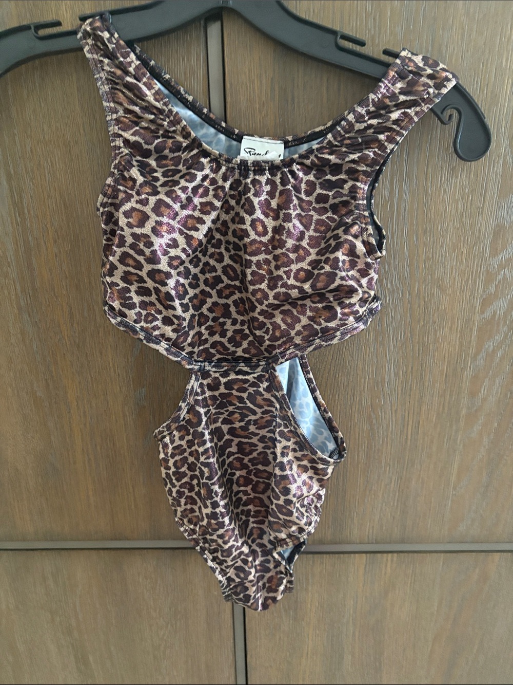 Leopard Print Kids One-Piece Swimsuit Brown